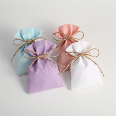50Pcs Drawstring Cotton Burlap Bag Jute Gift Bags Multi Size Jewelry Packaging Wedding Bags Small Candy Bag Can Custom Logo