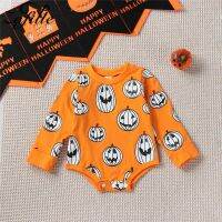 ☜☎✐ Zafille-Halloween Baby Costume Macacão para crianças roupas meninas abóbora Face Print macacão do bebê meninos Playsuit Festival inverno