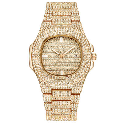 Mens Bling Diamond Watch Iced Out Fashion Quartz Wristwatches Hip Hop Luxury Sport Watch for Man Free Shipping