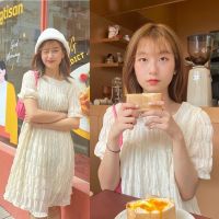 chuuchop_พร้อมส่ง(C7866)✨☕️?Marie dress ชุดเดรสสั้นสีครีม ผ้าดีมากกก