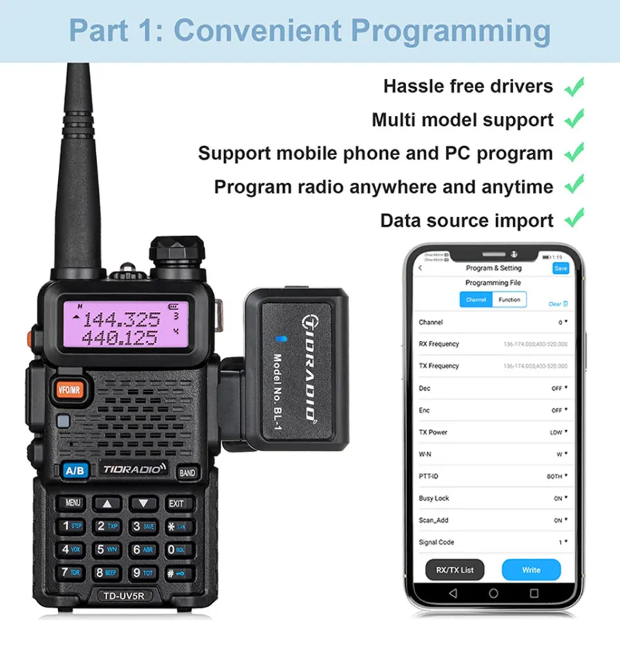 TIDRADIO wireless programmer is suitable for all kinds of Baofeng  programming intercom walkie talkie accessories Lazada