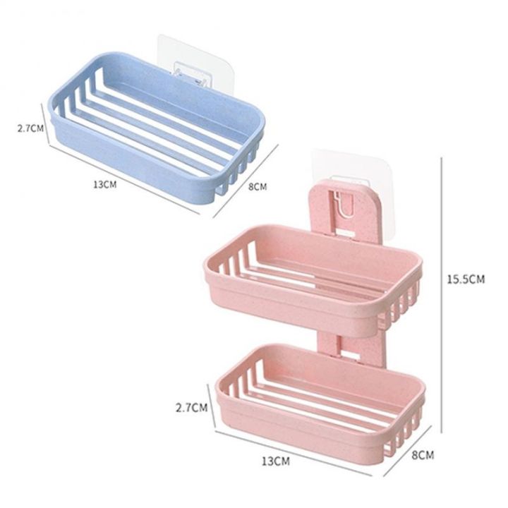 soap-dishes-no-drilling-wall-mounted-double-layer-soap-holder-soap-sponge-dish-bathroom-accessories-soap-dishes-self-adhesive