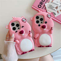 3D การ์ตูนน่ารักซิลิโคนสีชมพูลายมอนสเตอร์สำหรับ IPhone 14 13 12 11 Pro Max เคสโทรศัพท์แฟชั่นความคิดสร้างสรรค์