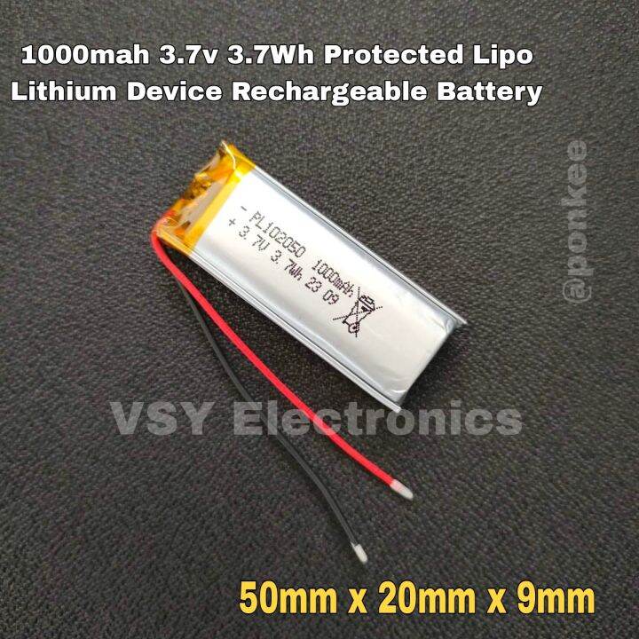 1000mah 37v 37wh Protected Lipo Lithium Device Rechargeable Battery 50mm X 20mm X 9mm Lazada Ph 9176