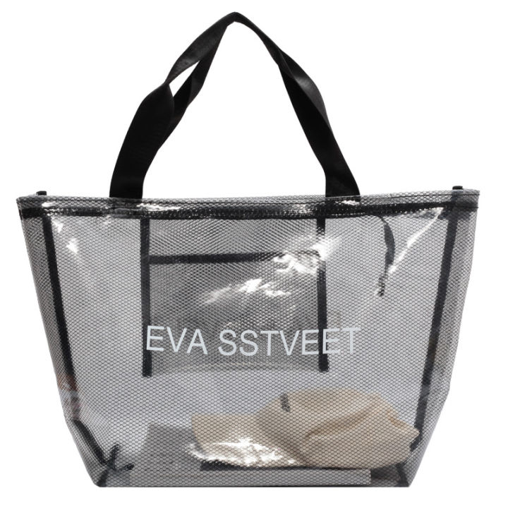 กระเป๋าผู้หญิงฤดูร้อน-2023-ใหม่สตรีทเทรนด์กระเป๋าสะพายใสความจุขนาดใหญ่กลางแจ้งกระเป๋าชายหาดกระเป๋าถือขายส่ง