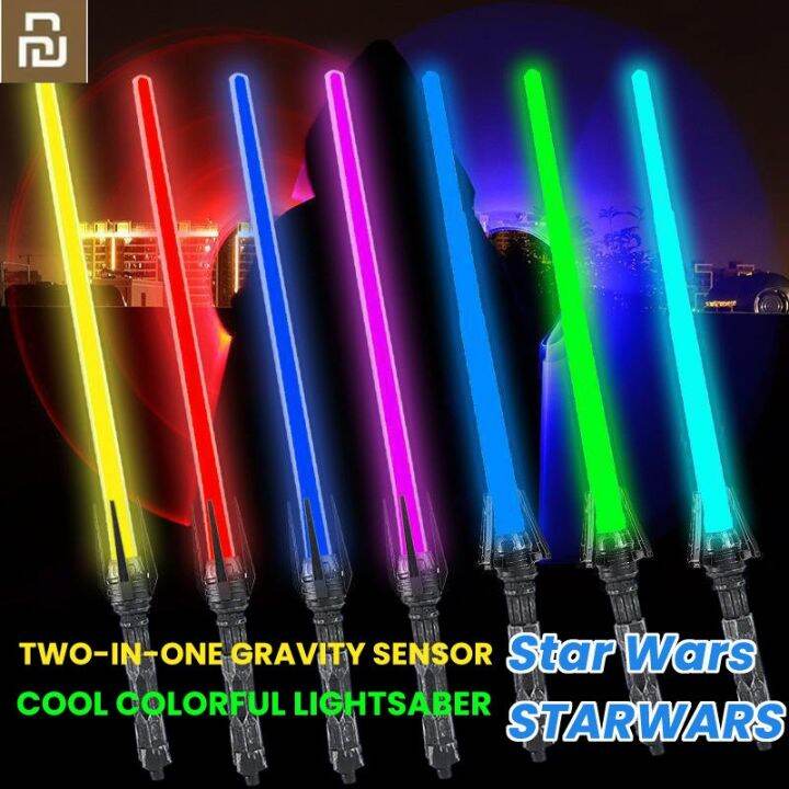 youpin-2pcs-7color-lightsaber-boy-toys-cosplay-plastic-material-dueling-sound-retractable-laser-sword-toy-for-children-gifts