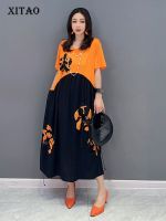 XITAO T-shirt Dress Temperament Print Casual Women   Casual Fashion Loose Dress