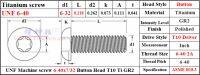 6-40 Sekrup Titanium 6-40x7/32 Kepala Tombol T10 Driver Ti GR2 Sekrup QCTI Dipoles