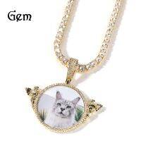 [Free ship] and cross-border hip-hop photo pendant gold-plated angel shape round solid micro-inlaid zircon wholesale