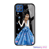 UCUC เคสโทรศัพท์เคสสำหรับ Samsung Galaxy M62ปลอก Samsung F62แฟชั่นผู้หญิง Elegant กลับวิวเคส Weeding ชุดเดรสปาร์ตี้ Glossy กระจกเทมเปอร์กลับเคสโทรศัพท์