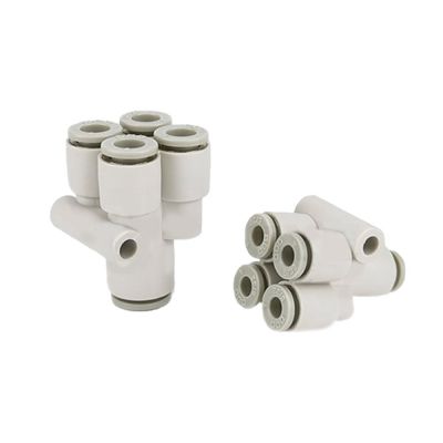 PRG Pneumatic Quick Connector PU Air Pipe Y-Shaped Five Way Reducer KQ2UD Hose Plastic Air Pipe Air Connector 4/6/8/10/12MM Pipe Fittings Accessories