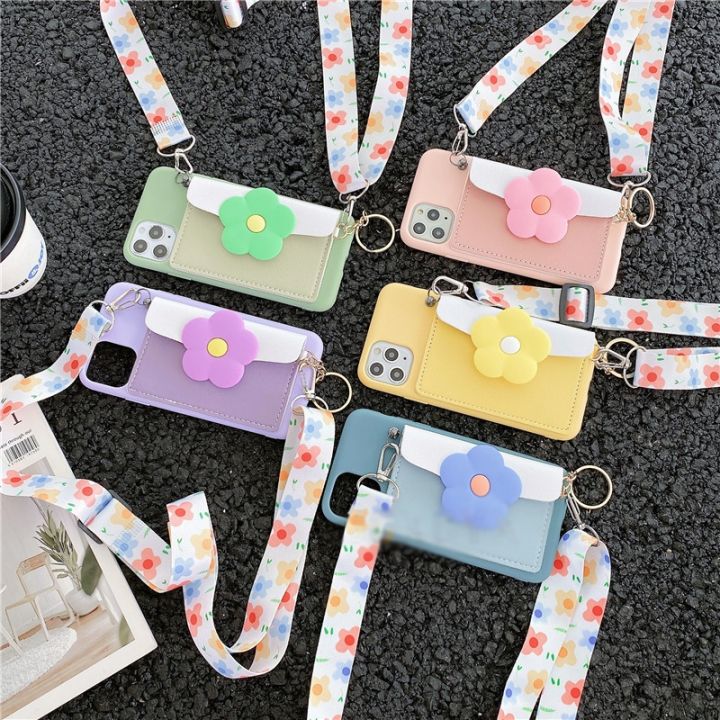 enjoy-electronic-card-bag-leather-wallet-soft-phone-cases-for-iphone-13-12-mini-11-pro-max-x-xr-xs-7-8-6-plus-se-2020-lanyard-strap-flower-cover