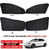 for Tesla Model 3 Y X S Sun Shade 2017-2023 Front Side Window Custom Sunshade Cover with Suction Cup Rear Windshield Accessories