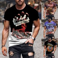 2023 NEWMen S เสื้อยืดแขนสั้นหลวมแฟชั่น Hip-Hop Rock Judas Pastor Band 3D พิมพ์ผู้ชาย Leisure Street