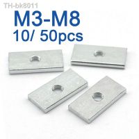 ♘♣  10/ 50pcs Square Nut M3 M4 M5 M6 M8 Zinc-Plated Carbon Steel Thin Rectangular Nuts Slider Block for Aluminum Profile Accessory