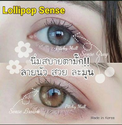 🔥ขายดีที่1 มีค่าสายตา🔥 Lollipop Sense Gray Brown  บิ๊กอาย สุดปัง คอนแทคเลนส์ รายเดือน มีอย แถมตลับฟรี เลนส์นิ่ม สวยปังมาก