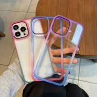 เคสหลังใสขอบสีทู โทน Case iPhone 14 14Plus 14Pro 14ProMax เคสกันกระแทก ไล่สี ขอบนิมหลังแข็ง เคสไอ โฟน ทุกรุ่น