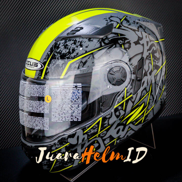 ZEUS HELM ZS813 11C AN24 GREY YELLOW FLUO ZS 813A DOUBLE VISOR STANDAR Lazada Indonesia