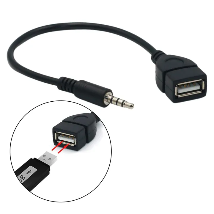 Zysun Mm Male Aux To Usb Female Otg Adapter Cable Cord For Car