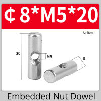 M5 M6 304สแตนเลส Barrel Nut Bolts ทรงกระบอก Pin Dowel Cross Hole Hammer Embedded Nut สำหรับไม้ Furniture