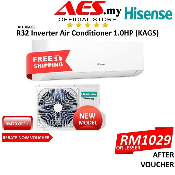 Free Shipping Hisense Ai10kags Kags Series 10hp Auto Clean Smart Inverter Golden Fin 4d 0310