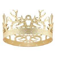 Baroque Vintage Royal King Crown For Men Full Round Big Gold Tiaras And Crowns Prom Party Costume Hair Accessories Men Diadema