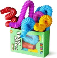 4 Pack Pop Tube Sensory Fidget Colorful Heavy-Duty for Construction Educational Stress Autism ADHD