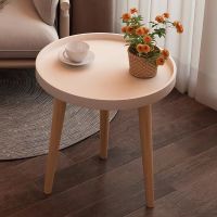 ✣♈ Small Coffee Table Round Coffee Table with 3 Feets Stable Side End Table for Living Room Bedroom Office