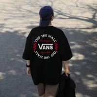 VANS Vance ใหม่ Simple Letter โลโก้พิมพ์เสื้อยืดแขนสั้นผู้ชายและผู้หญิง Vance Casual Cotton หลวมครึ่งแขนJH