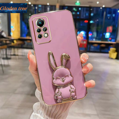 Andyh New Design For Infinix Note11 Pro Note11s X697 Case Luxury 3D Stereo Stand Bracket Smile Rabbit Electroplating Smooth Phone Case Fashion Cute Soft Case