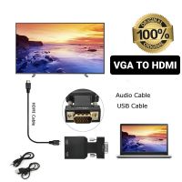 ⚡พร้อมส่งจาก กทม.⚡ VGA TO HDMI Converter with Audio Full HD ตัวแปลง VGA เป็น HDMI VGA2HDMI สายแปลงจาก HDMI ออก VGA+audio, HDMI to VGA + audio Converter Adapter, HD1080p Cable Audio Output