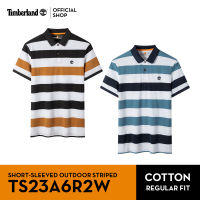 Timberland Mens Short-sleeved outdoor comfortable striped POLO เสื้อโปโล (TS23A6R2W)