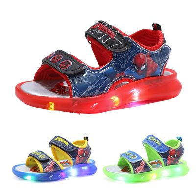 Disney Marvel Boys Girls Spider-Man Princess Led Light Up Luminous Sports Sandals Summer Kids Sandals Toddler Shoes