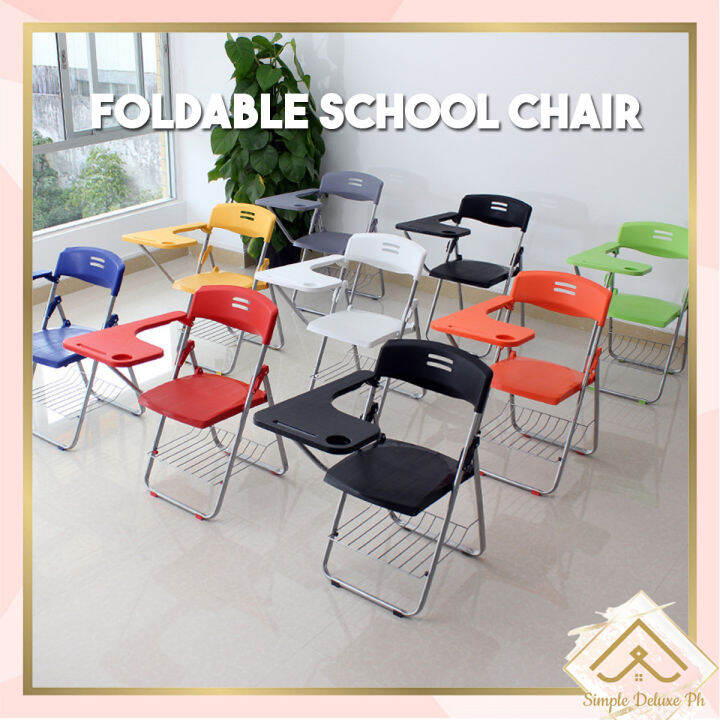 SIMPLE DELUXE PH Plastic Folding Student Chair with Writing Pad Chair for Work and Study