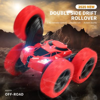 Double-Sided Stunt Car 360 Degrees Rotating Roll Over High-Speed Car Lights Childrens Stunt Driving Rocking Control Car Toys