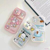 กระจกพับเคสโทรศัพท์สำหรับ iPhone 14 13 12 Pro Max Plus 11 My Melody Pink Cinnamoroll การป้องกันกล้องด้วยตัวยึดเคส TPU แบบนิ่มกันกระแทก