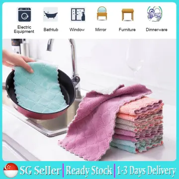 5Pcs Microfiber Kitchen Scrub Sponges, Dual Side Reusable Scouring Pads -  Random Colors