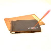 Handmade Personalized Money Clip Wallet Slim Genuine Leather with Metal Money Holder Wallet Clip euro Bill Holder Drop Shipping