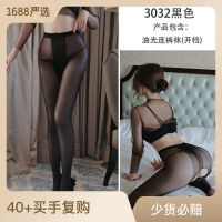 Sexy Crotchless Silk Stockings Sexy Romper Body Stocking Open Crotch Temptation Sexy Underwear Socks Oily Transparent Hair 3032