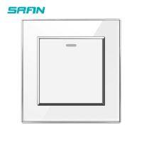 ✎⊙☎ SRAN UK wall light switch 1gang 1/2way rocker switch 16A 250V white Acrylic panel 86mmx86mm with protective film