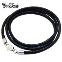 WarBLade 1.5mm 2mm 3mm Leather Cord Black Necklace Chain Stainless Steel Lobster Clasp Connector Round Waxed Rope For Men Women Shoes Accessories