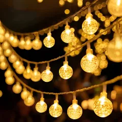 5M 10M 50/100Balls LED Crystal Gypsophila Bubble Ball String Lights Remote  Control USB Operated Dimmable 8 Lighting Modes Fairy Lights for Indoor  Outdoor Christ… in 2023