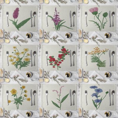【LZ】●✾  42x32cm Linen Floral Pattern Plant Linen Placemats Table Drink Coasters Decorative Accessories For Modern Kitchen Decor