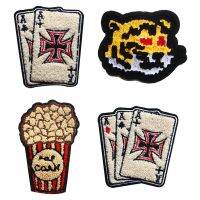 Classic Cute Embroidered Towel Tiger Head Popcorn Poker DIY BADGE PATCH Casual Clothing T-shirt Hat Pants Fashion Brooches Pins