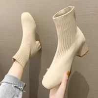 CODai424839 Fashion Socks Boots Versatile Martin Boots Kasut Tinggi Ankle Boots High-heeled Women Shoes Versatile Small Ankle Boots Single Boots Fashion Boots