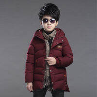 Big Size Teenager Thick Warm Winter Boys Jacket 2 Color Heavy Long Style Hooded Outerwear For Boy Children Windbreaker Coat