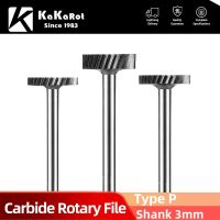 KaKarot 3mm Shank Type P1.5 P2 P3 ทังสเตนคาร์ไบด์ไฟล์โรตารี่เสี้ยน เจาะ Bits CNC แกะสลักเครื่องมือโรตารี่ตัดมะนาว A0616M06