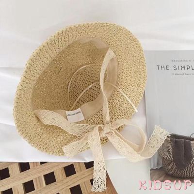 ✿KIDSUP✿Newborn Girls Lace Trap Princess Summer Bucket Straw Sun Hat Cap