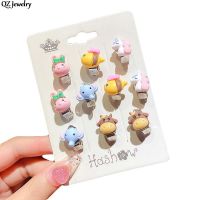 10pcs/lot Cute Resin Kids Ear Clip Cartoon Animal Flower Fruit Children Ear Clip No Piercing Earring for Baby Girls Gift Jewelry