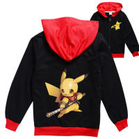 Pikachu เสื้อถักแขนยาวแจ็คเก็ตเด็กผู้ชายเด็กทารกหญิง,เสื้อผ้าเด็กฤดูใบไม้ผลิฤดูใบไม้ร่วงชุด2ชิ้นผ้าฝ้าย + โพลีเอสเตอร์เสื้อฮู้ดเด็กผู้ชายเสื้อคลุมแบบมีซิป